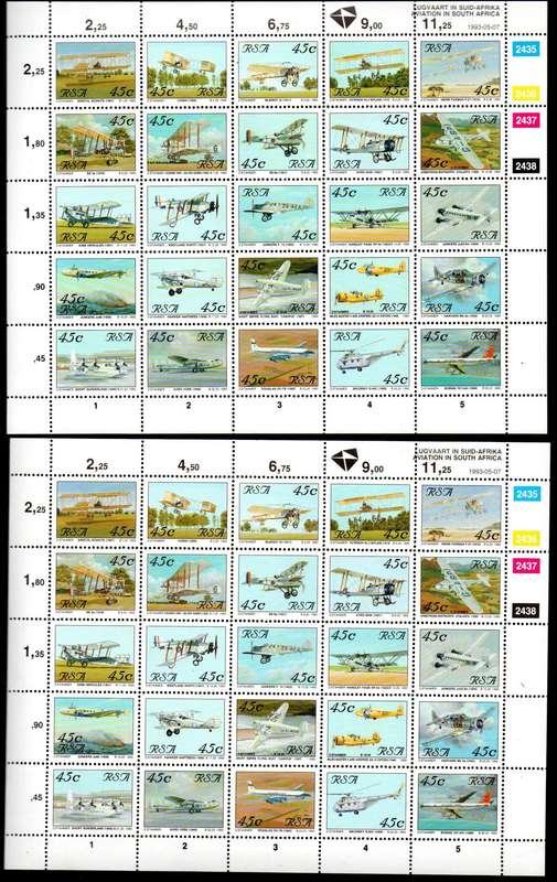 RSA 1993 AVIATION IN SA (X3) DUPLICATE SHEETS OF (X25) UMM. AS PER SCANS. SACC822. CV R300.
