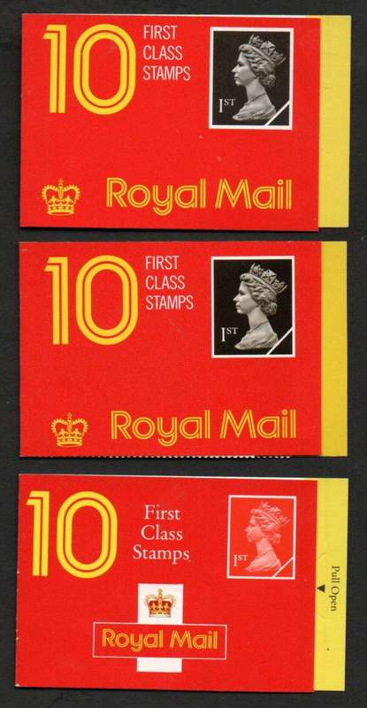 GB 1989-1990 (X6) BARCODE BOOKLETS (1ST CLASS STAMPS). HD1, HD2, HD3, HD4, HD5. CV GBP 60+.