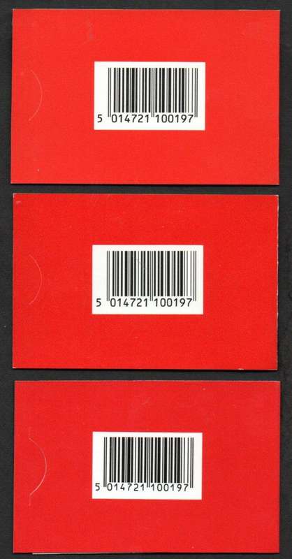 GB 1989-1990 (X6) BARCODE BOOKLETS (1ST CLASS STAMPS). HD1, HD2, HD3, HD4, HD5. CV GBP 60+.
