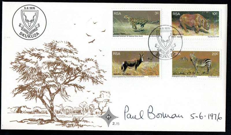 RSA 1976 WORLD ENVIRONMENTAL + NATURE CONSERVATION YEAR FDC 2.15 SIGNED 'PAUL BOSMAN - STAMP ARTIST'