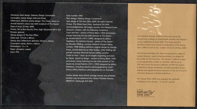 GB 2000 'STAMP SHOW 2000' INTL STAMP EXHIBITION LONDON PRESENTATION PACK NO M03. CV GBP 100!