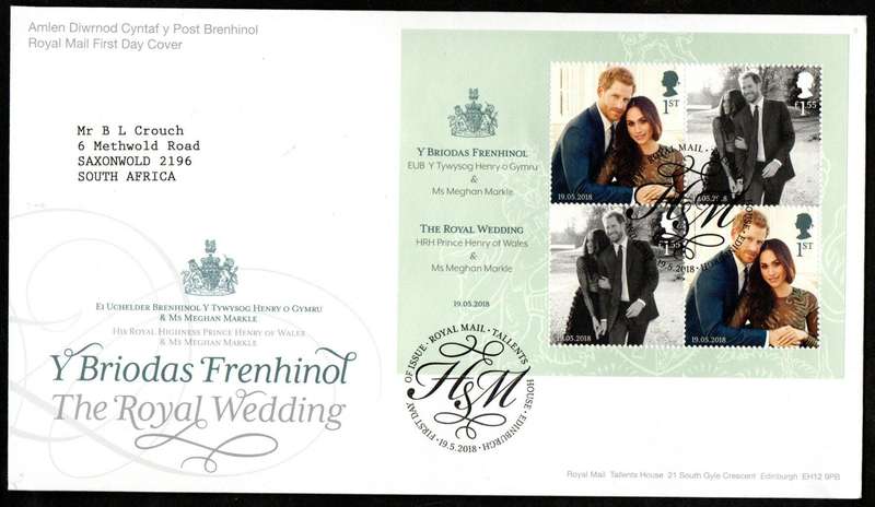 GB 2018 THE ROYAL WEDDING -HRH PRINCE HENRY OF WALES AND MS MEGHAN MARKLE FIRST DAY COVER. NICE ITEM