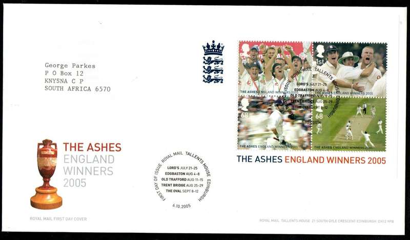 GB 2005 ENGLAND'S ASHES VICTORY FIRST DAY COVER (TALLENTS HOUSE). AS PER SCANS. CV GBP 10.
