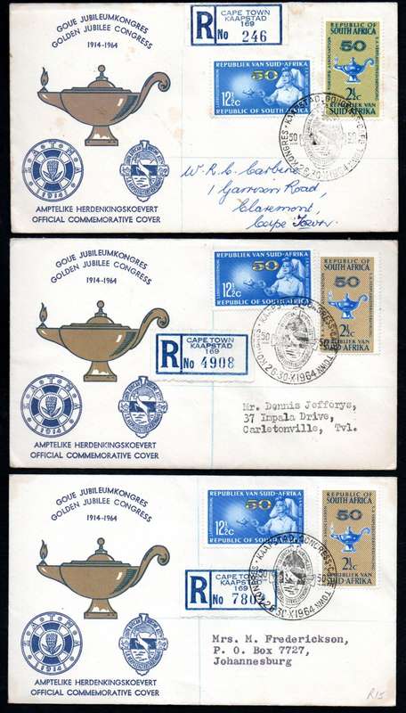 RSA 1964 50TH ANN OF NURSING ASSOCIATION (PREPEX/CAPE TOWN D/S) (X30) FDCs ETC. CONDITION PER SCANS.
