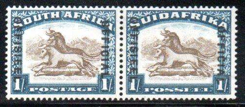 UNION 1930-47 1s OFFICIAL M/MINT PAIR WITH VARIETY 'DROPPED OFFICIAL'. SACC18c. CV R1700.