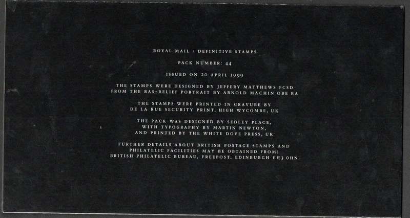GB 1999 QEII MACHIN DEFINITIVES MINT PRESENTATION PACK NO 44. AS PER SCANS. CV GBP 11. GREAT ITEM.
