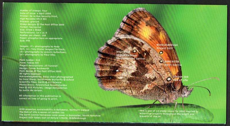 GB 2000 MILLENNIUM SERIES 'LIFE AND EARTH' PRESENTATION PACK NO 310. AS PER SCANS. GOOD VALUE.