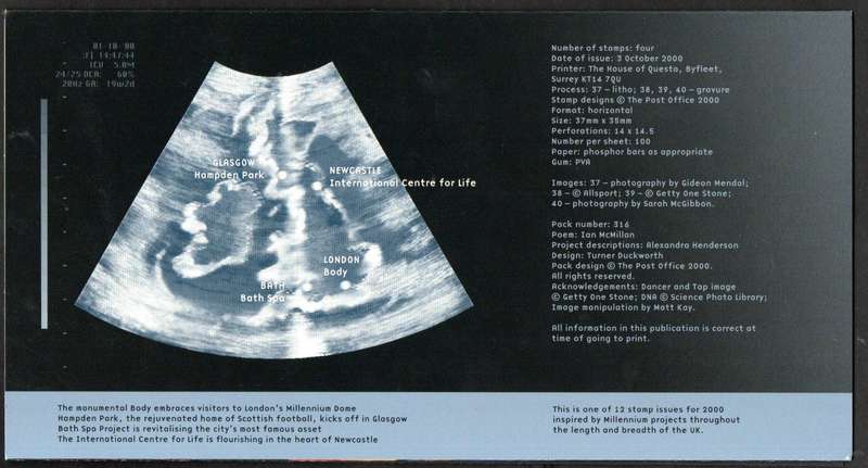 GB 2000 MILLENNIUM PROJECTS: 'BODY AND BONE' MINT PRESENTATION PACK NO 316. AS PER SCANS.