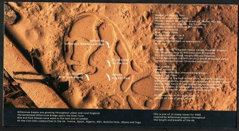 GB 2000 MILLENNIUM PROJECTS: 'PEOPLE AND PLACE' MINT PRESENTATION PACK NO 312. AS PER SCANS.