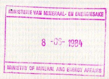 RSA 1984 STRATEGIC MINERALS FDC NO 4.6 SIGNED/RUBBER STAMPED 'DANIEL STEYN - MINISTER OF MINERALS'