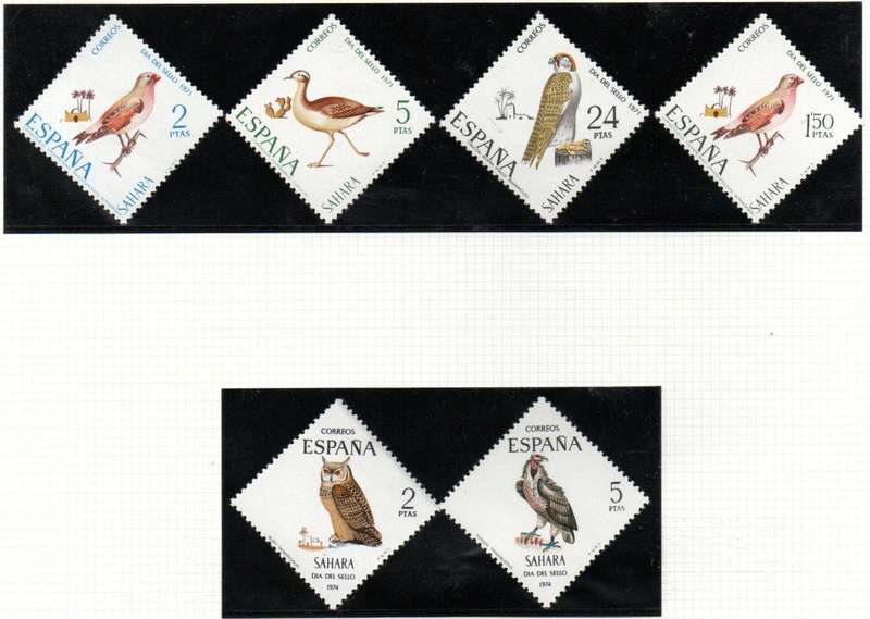 SPANISH SAHARA 1971 BIRDS UMM SET OF (X4) SINGLES SG290-3 + 1967 MM SET OF (X2) SG314-5.