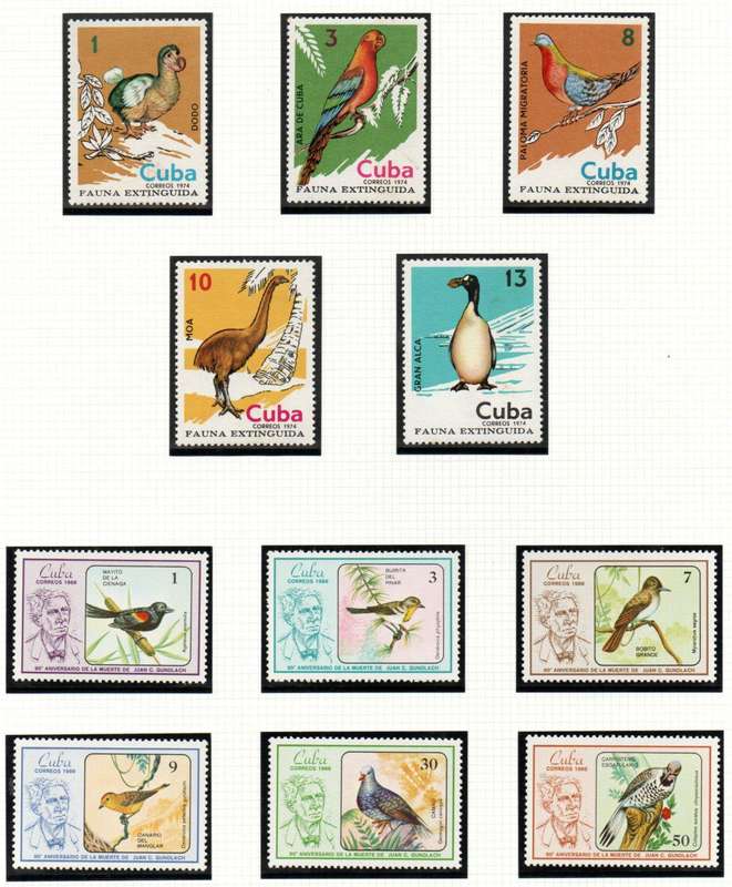 CUBA 1974 EXTINCT BIRDS UMM SET OF (X5) SG2146-50 + 1986 BIRDS SET OF (X6) SG3152-7. CV GBP 13+