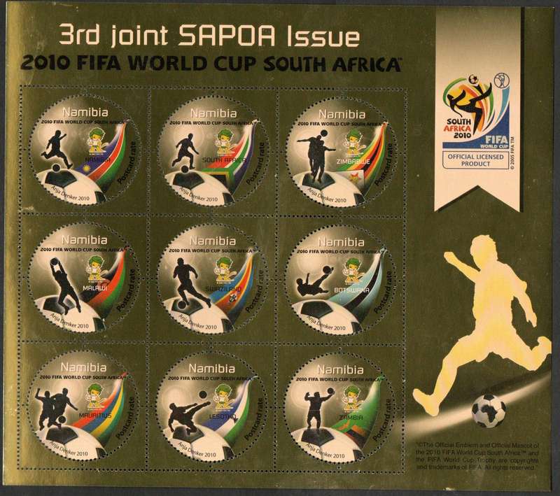 Namibia 2010 3rd SAPOA joint issue - FIFA World Cup umm sheet SACC695 - as per scans.