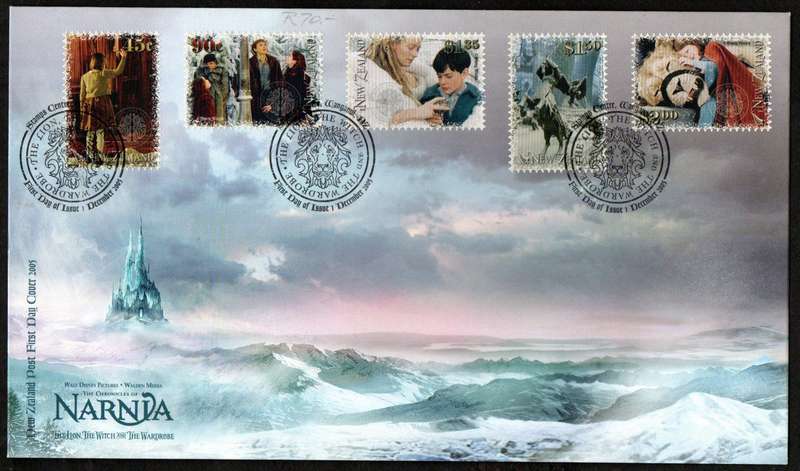 NEW ZEALAND 2005 NARNIA - THE LION, THE WITCH AND THE WARDROBE FDCs (X2). AS PER SCANS.