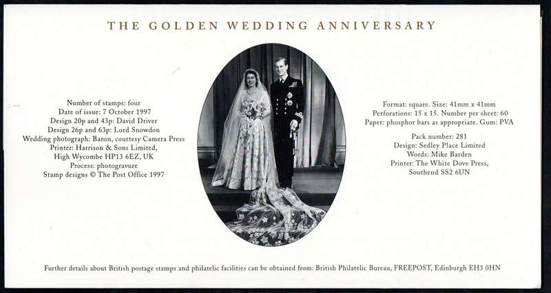 GB 1997 royal golden wedding presentation pack no 281 with mint stamps. Nice item.