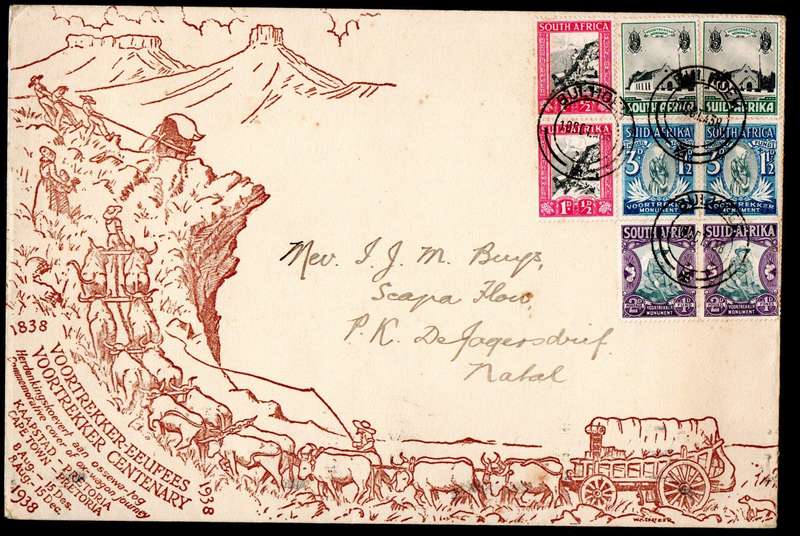 UNION 1938 (X4) VOORTREKKER TREK COVERS. CONDITION MIXED AS PER SCANS.