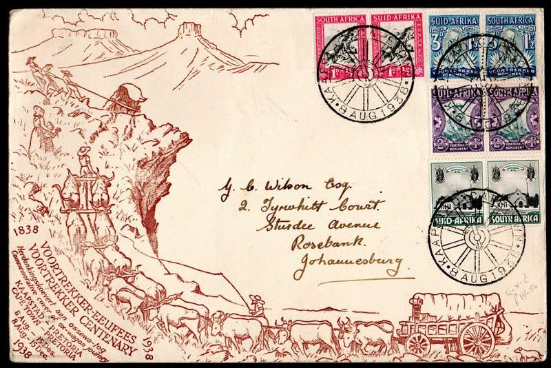 UNION 1938 (X4) VOORTREKKER TREK COVERS. CONDITION MIXED AS PER SCANS.