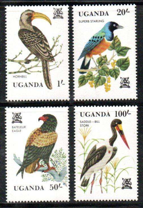 UGANDA 1982 BIRDS UMM SET OF (X4) SINGLES. SG378-81. AS PER SCANS. LOVELY THEMATIC SET.
