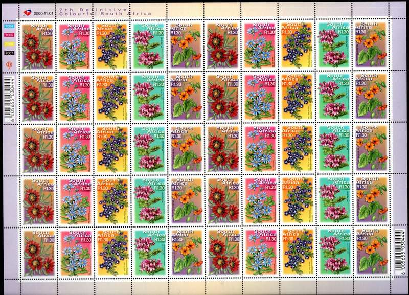 RSA 2000 7TH DEF R1.30 FLOWERS FULL SHEET OF (X50) dd 01.11.00 UMM. SACC1304-8. TOTAL CV R800.