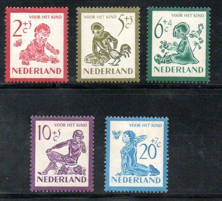 NETHERLANDS 1950 CHILD WELFARE SET OF (X5) M/MINT SINGLES. SG727-731. AS PER SCANS. CV GBP 45