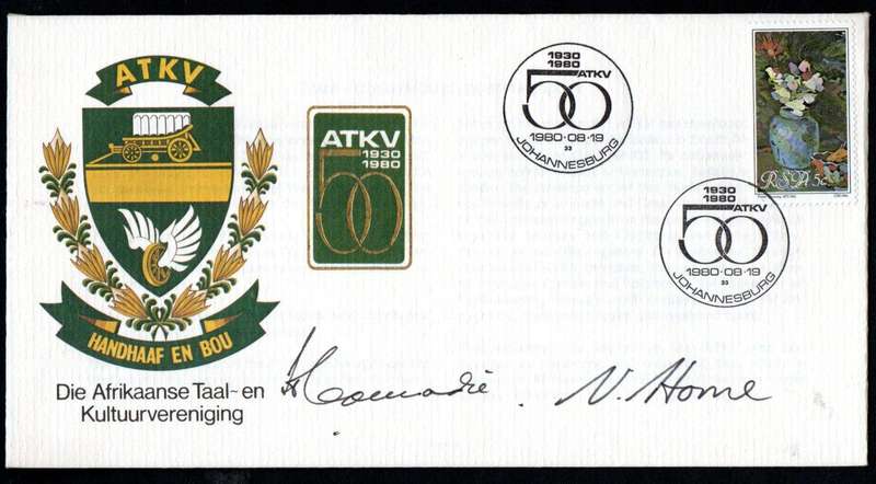 RSA 1980 50TH ANNIV OF THE ATKV DOUBLE SIGNED COMMEMORATIVE COVER. AS PER SCANS.