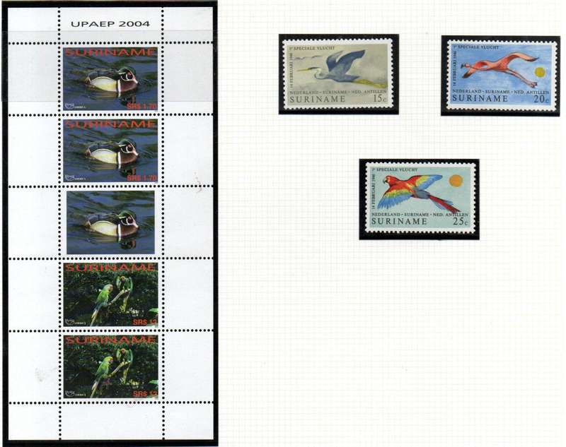 SURINAM 1971 AIR SET OF (X3) UMM SG689-91 + 2004  FAUNA SG2061-2 IN SHEETLET OF (X4). CV GBP 30+.