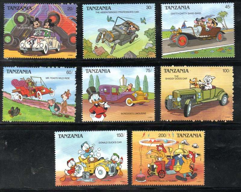 TANZANIA 1988-1991 (X3) DISNEY CARTOON THEMED UMM SETS OF (X8) SINGLES. CV GBP 21. AS PER SCANS.