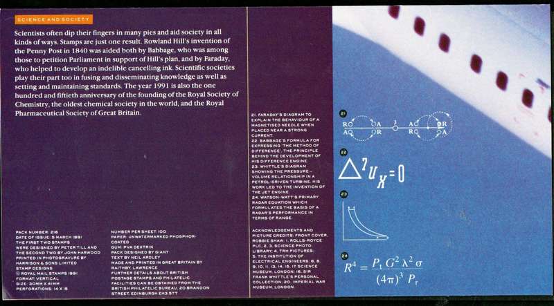 GB 1991 scientific achievements presentation pack no 216.