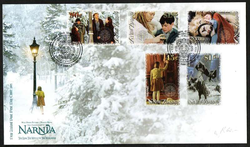 NEW ZEALAND 2005 NARNIA - THE LION, THE WITCH AND THE WARDROBE FDCs (X2). AS PER SCANS.
