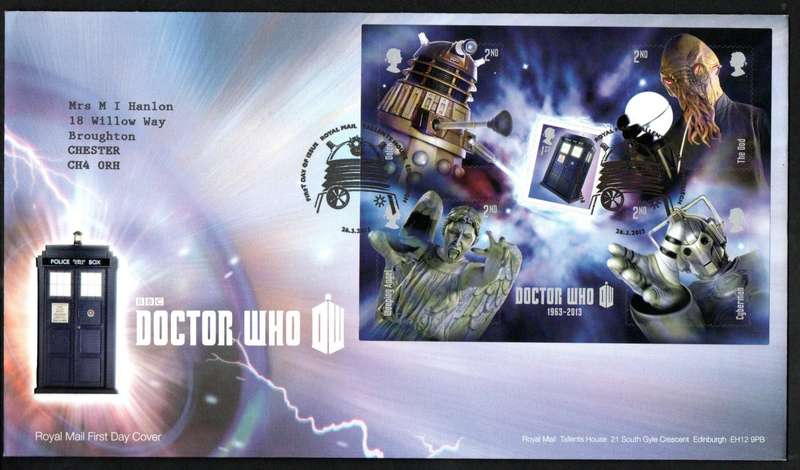 GB 2013 50TH ANNIV OF DOCTOR WHO (TV PROGRAMME) (X3) FIRST DAY COVERS (TALLENTS HOUSE). CV GBP 17.