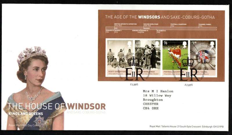 GB 2012 KINGS AND QUEENS (6TH ISSUE) HOUSE OF WINDSOR (X2) FIRST DAY COVERS CV GBP 13. AS PER SCANS.