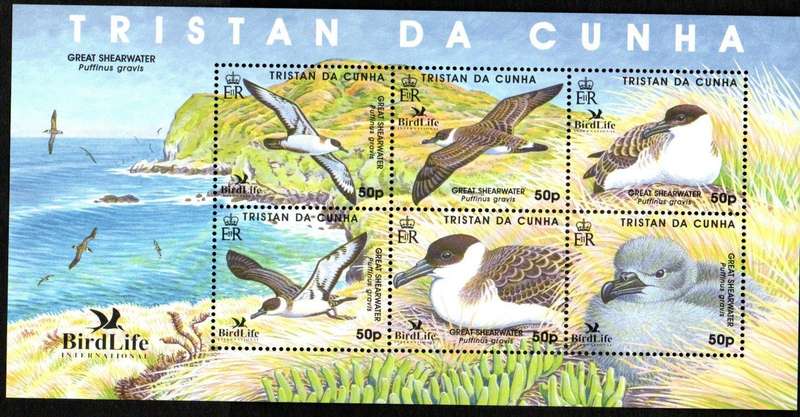 Tristan Da Cunha 2007 Great shearwater (birds) umm setenant sheetlet. SGMS883. CV GBP 14. Lovely.