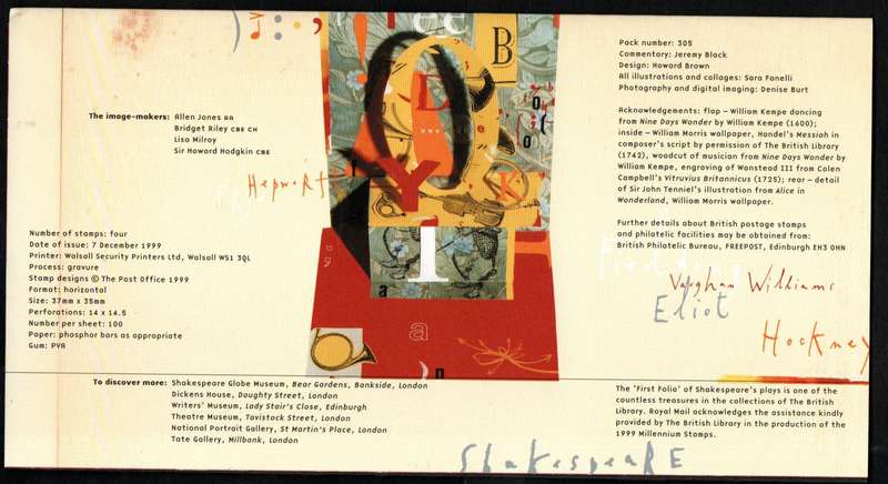 GB 1999 millennium series the artists' tale presentation pack no 305 - as per scans -nice item.