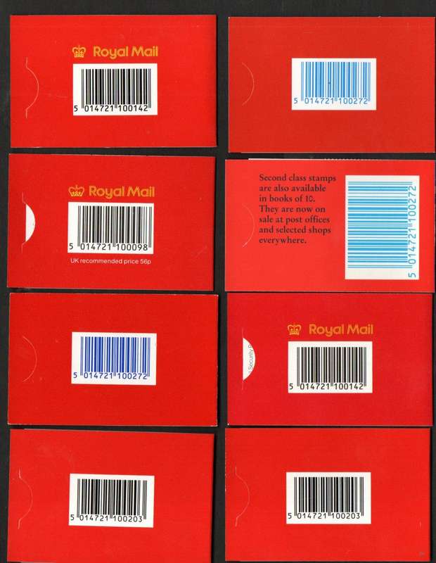 GB selection of (x8) mint 2nd class barcode booklets - as per scans - good cv.