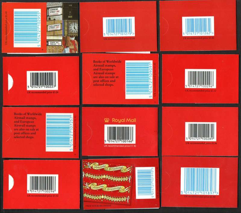GB selection of (x12) mint worldwide airmail/postcard barcode booklets - good cv.