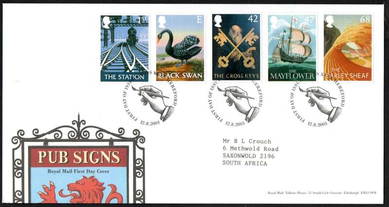 GB 2003 Europa - British pub signs first day cover (Cross Keys, Hereford) - lovely item.