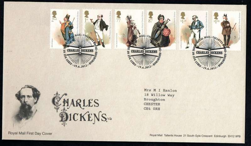 GB 2012 birth bicentenary of Charles Dickens (x2) first day covers (Tallents House)  CV GBP 15.5