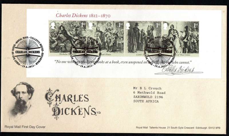 GB 2012 birth bicentenary of Charles Dickens (x2) first day covers (Tallents House)  CV GBP 15.5