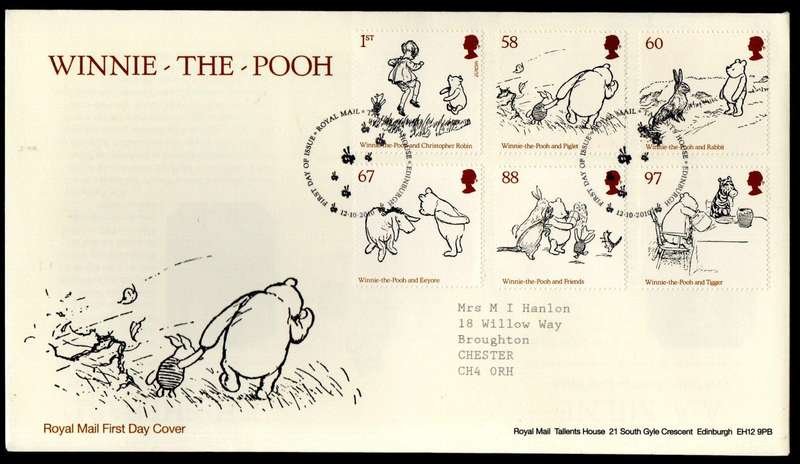 GB 2010 Winnie the Pooh (Tallents House) first day covers (x2) - as per scans.