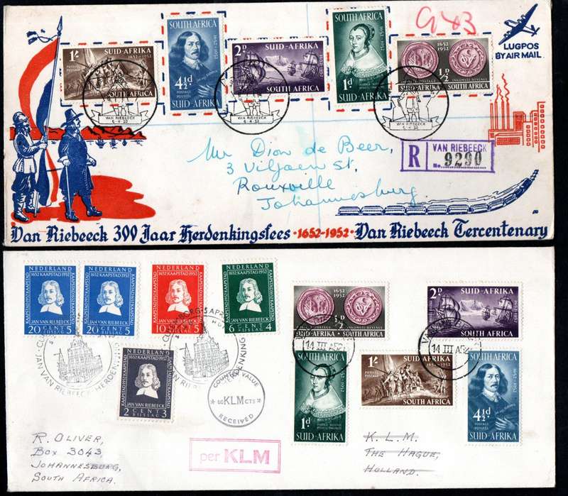Union 1952 tercentenary of van Riebeeck selection of (x20) covers etc - condition etc mixed