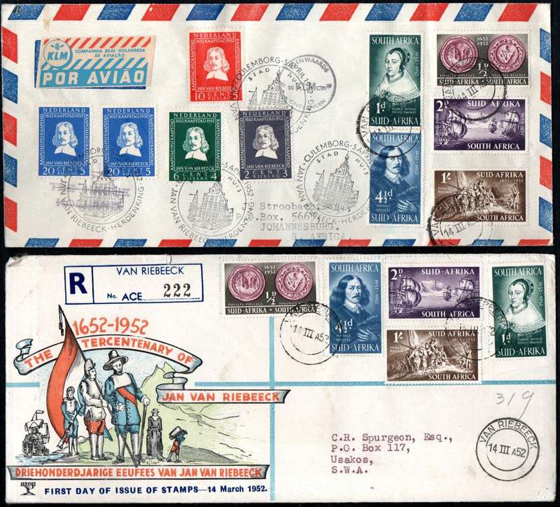 Union 1952 tercentenary of van Riebeeck selection of (x20) covers etc - condition etc mixed