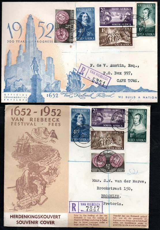 Union 1952 tercentenary of van Riebeeck selection of (x20) covers etc - condition etc mixed