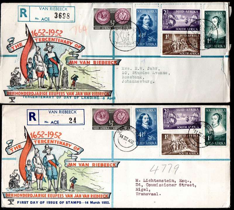 Union 1952 tercentenary of van Riebeeck selection of (x20) covers etc - condition etc mixed
