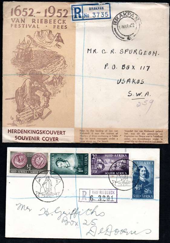 Union 1952 tercentenary of van Riebeeck selection of (x20) covers etc - condition etc mixed