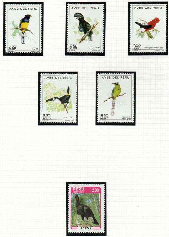 Peru 1972 Peruvian birds umm set of (x5) singles SG1131-35+1986 set of (x1) SG1657. Total CV GBP 22.