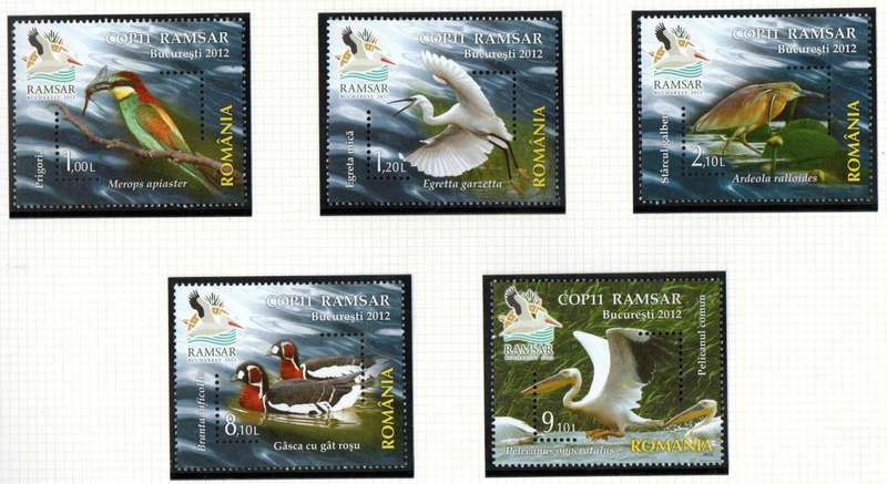 Romania 2012 Ramsar Convention on wetlands (birds) umm set of (x5) - SG7243-7 - CV GBP 23.5