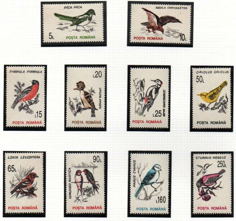 Romania 1993 birds umm set of (x10). SG5510-19 - lovely thematic set.