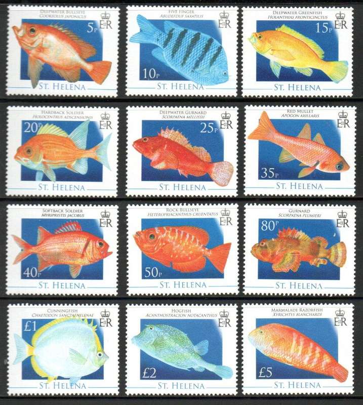 St Helena 2008 fish umm set of (x12) umm singles  SG1058-69. CV GBP 34+