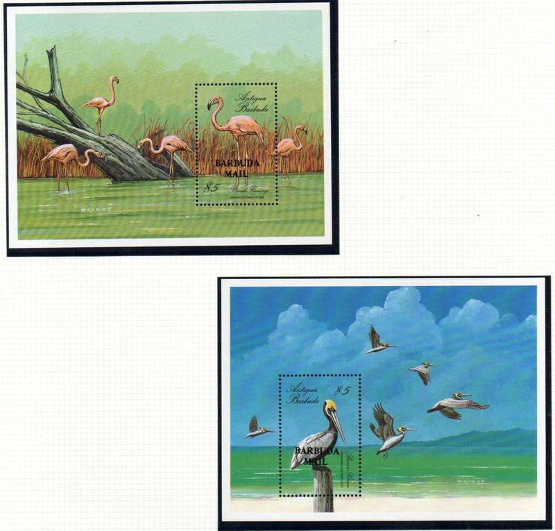 Barbuda 1988 birds of Antigua ovpt Barbuda Mail set of (x2) msheets. SGMS1042a/b. CV GBP 40.