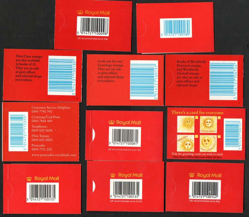 GB selection of (x10) mint barcode booklets - as per scans - good cv.